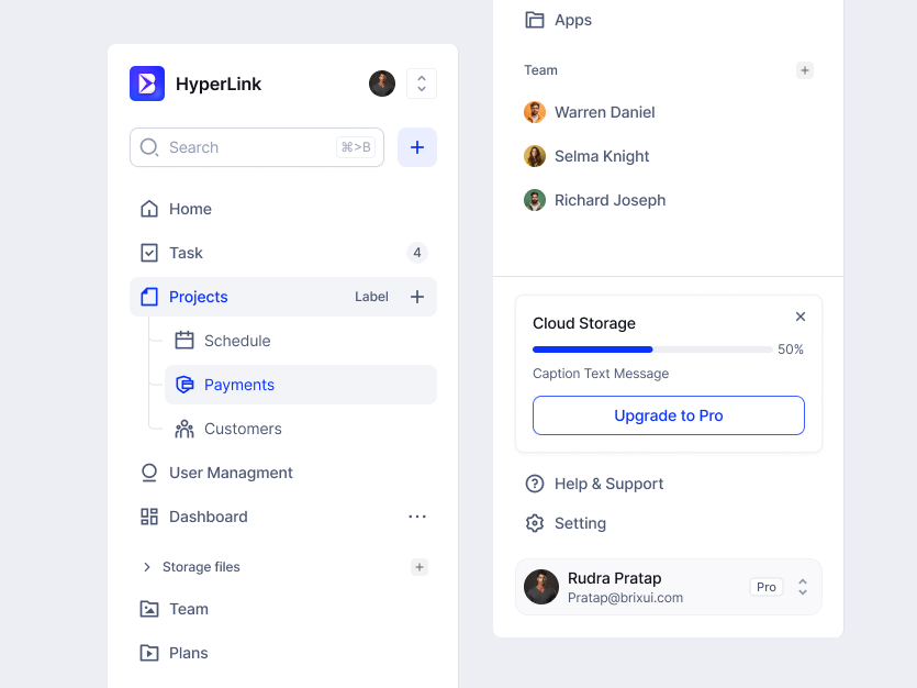 Leftbar Sidebar Navigation for Productive Application — Figma component