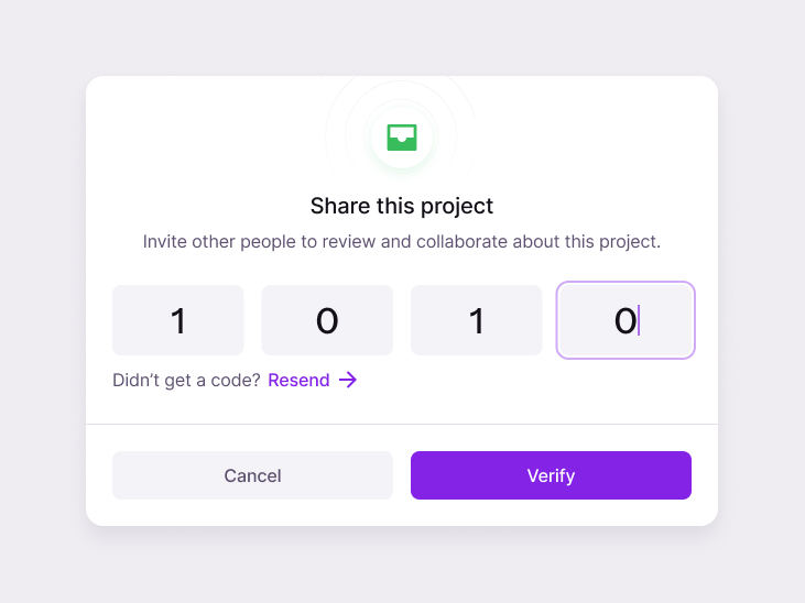 Verification Code model — Figma component